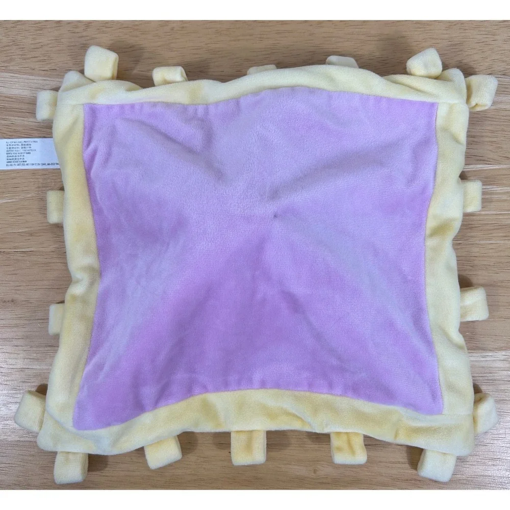 Disney Parks Minnie Mouse Lovey Security Blanket Purple Yellow Tag Crinkle Plush
